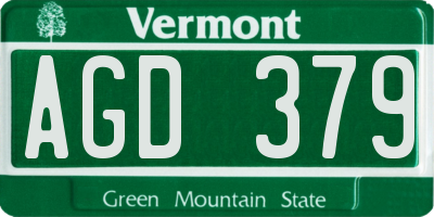 VT license plate AGD379