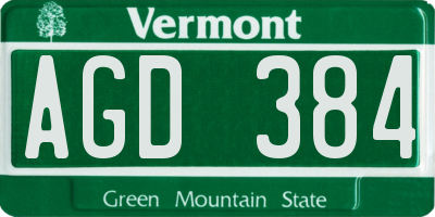 VT license plate AGD384