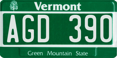 VT license plate AGD390