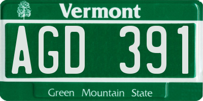 VT license plate AGD391