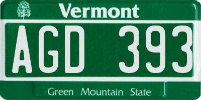 VT license plate AGD393