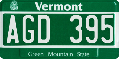 VT license plate AGD395