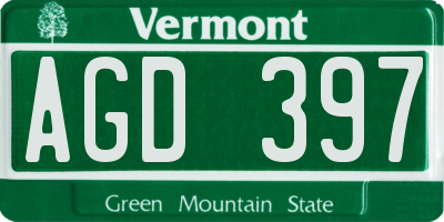 VT license plate AGD397