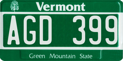 VT license plate AGD399