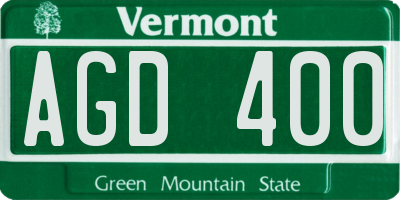 VT license plate AGD400