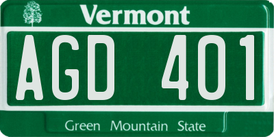 VT license plate AGD401