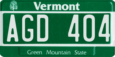 VT license plate AGD404