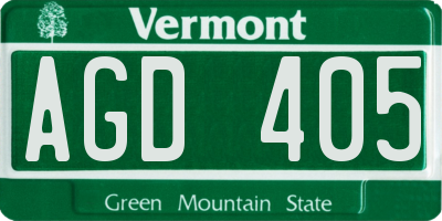 VT license plate AGD405