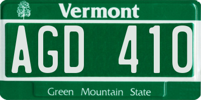 VT license plate AGD410