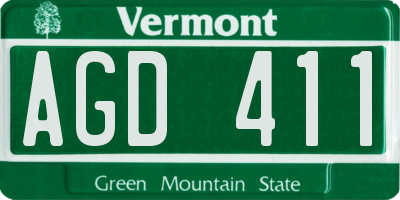 VT license plate AGD411
