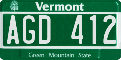 VT license plate AGD412