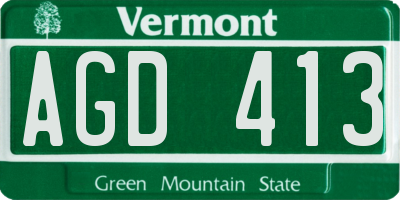 VT license plate AGD413