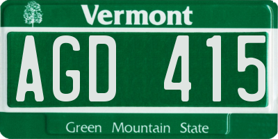 VT license plate AGD415