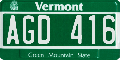 VT license plate AGD416