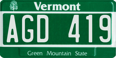 VT license plate AGD419