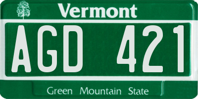 VT license plate AGD421