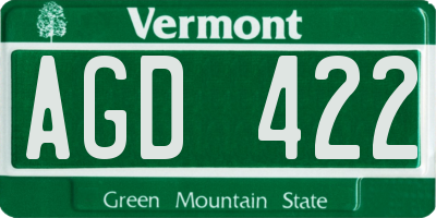 VT license plate AGD422