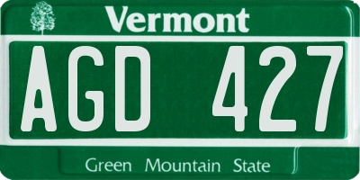 VT license plate AGD427