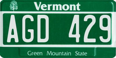 VT license plate AGD429