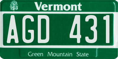 VT license plate AGD431