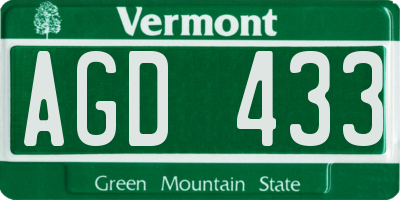 VT license plate AGD433