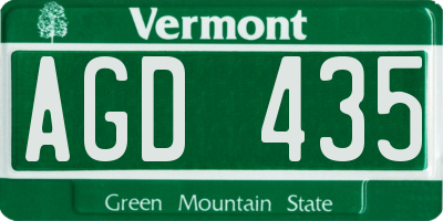 VT license plate AGD435