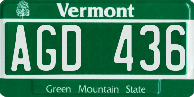 VT license plate AGD436