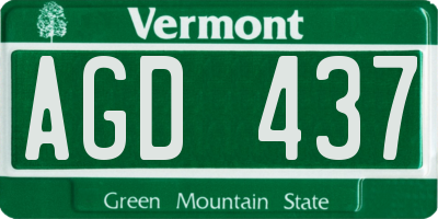 VT license plate AGD437