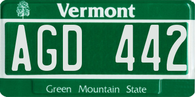 VT license plate AGD442