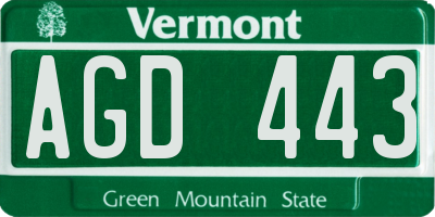 VT license plate AGD443