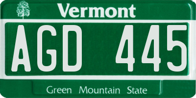 VT license plate AGD445