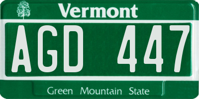 VT license plate AGD447