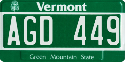 VT license plate AGD449