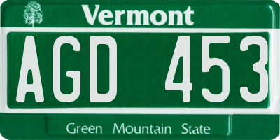 VT license plate AGD453