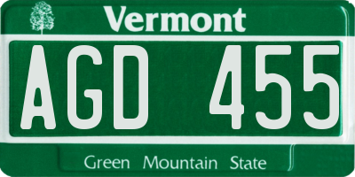 VT license plate AGD455