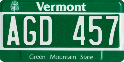 VT license plate AGD457
