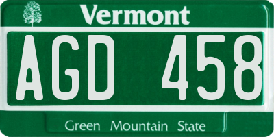 VT license plate AGD458