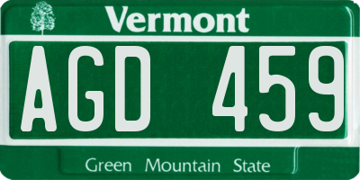 VT license plate AGD459