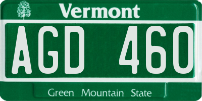 VT license plate AGD460