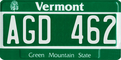 VT license plate AGD462