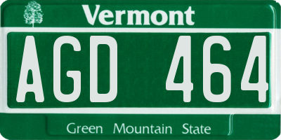 VT license plate AGD464