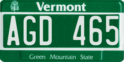 VT license plate AGD465