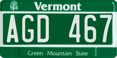 VT license plate AGD467