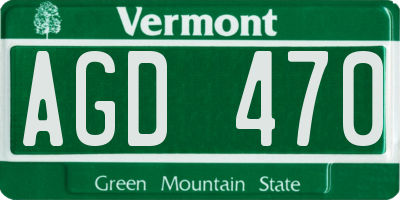 VT license plate AGD470