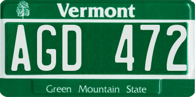 VT license plate AGD472