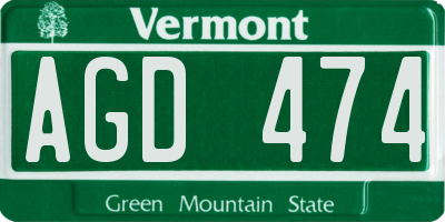 VT license plate AGD474