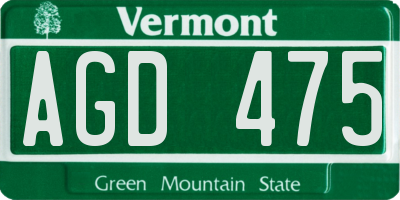 VT license plate AGD475