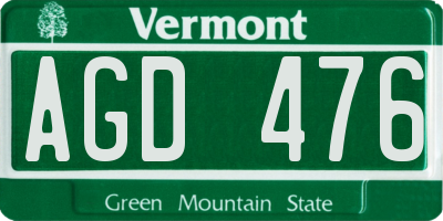 VT license plate AGD476