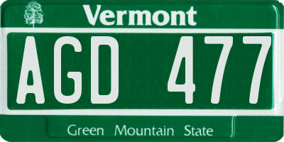 VT license plate AGD477