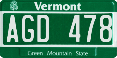 VT license plate AGD478